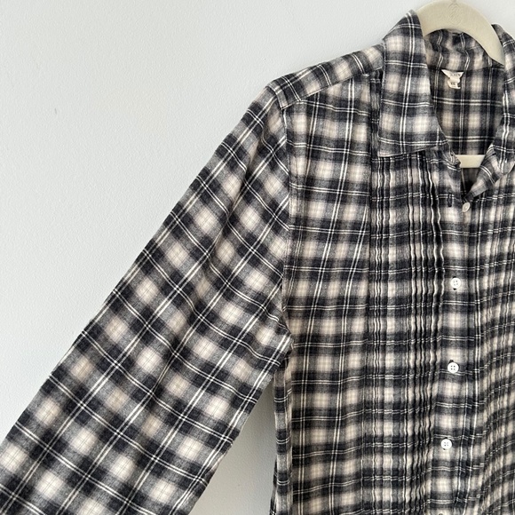 3/$20🌻J Crew 100% Cotton Gray Plaid Flannel Tunic Top - Picture 6 of 16